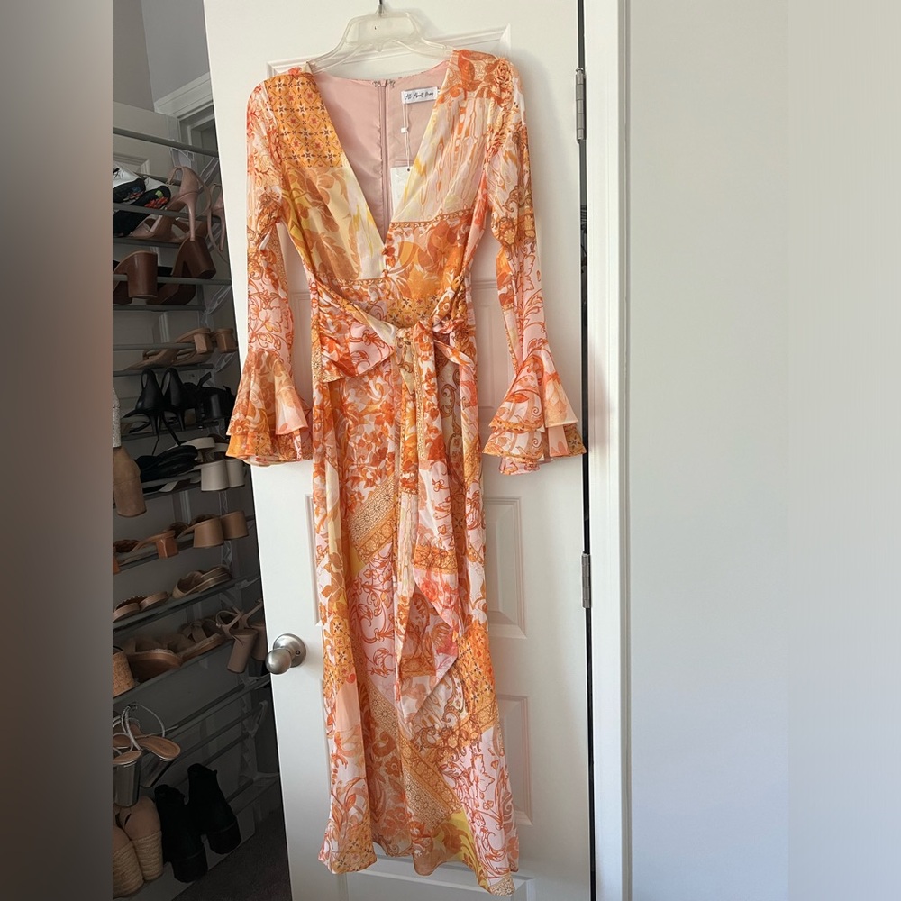 Maxi dress with tie at waist, NWT size 2